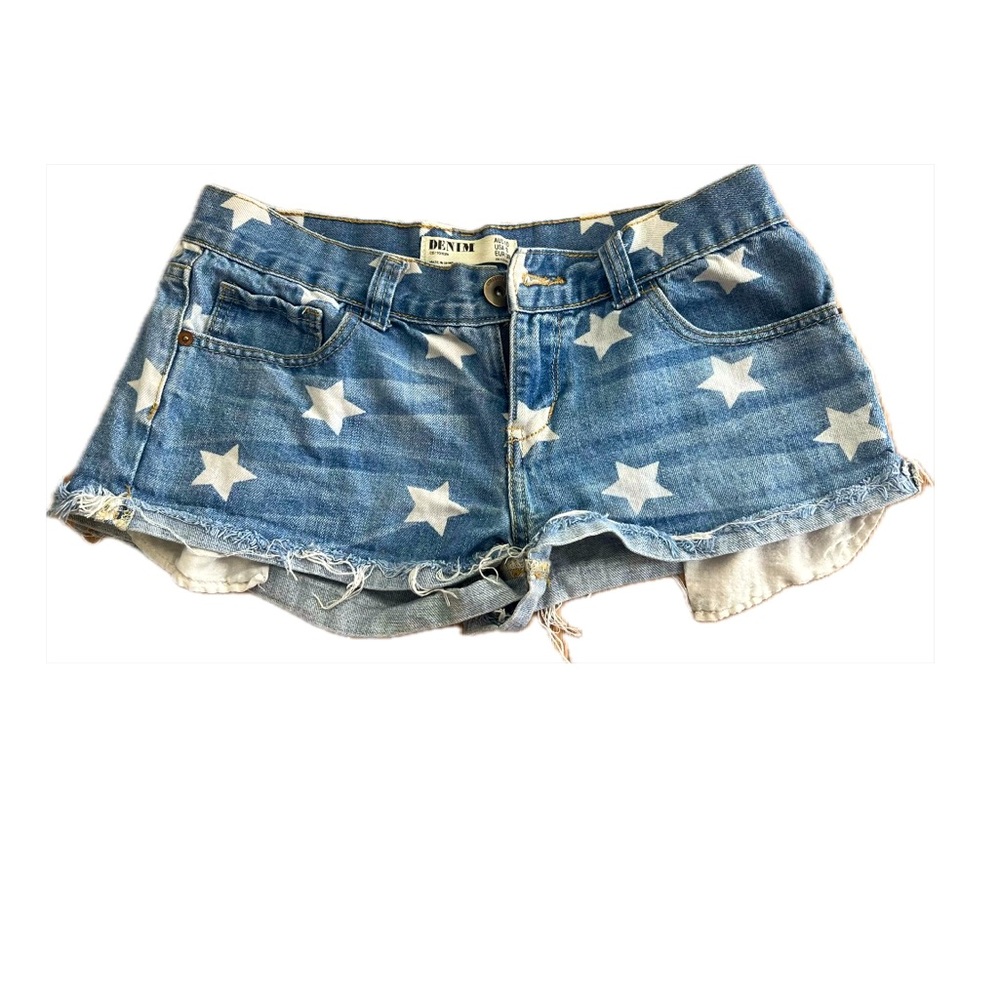 Cotton On Denim Short White Star Pattern Low Rise Distressed Jean women’s 6